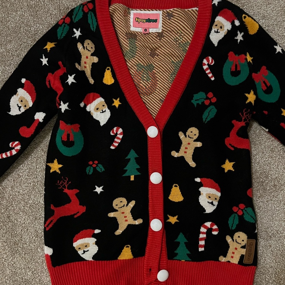 Tipsy Elves Festive Black and Red Cardigan